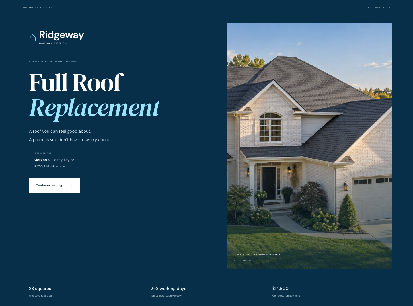 Ridgeway: a complete roofing proposal